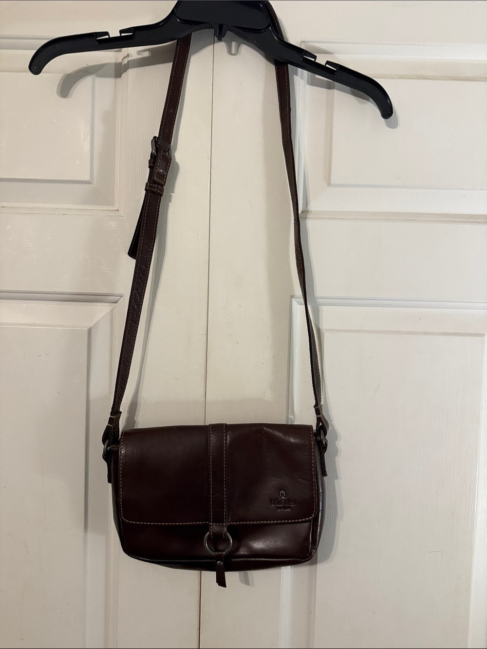 Wild West Los Angeles Dark Brown Leather Bag with Ring Logo